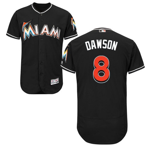 marlins #8 Andre Dawson Black Flexbase Authentic Collection Stitched MLB Jersey - Click Image to Close